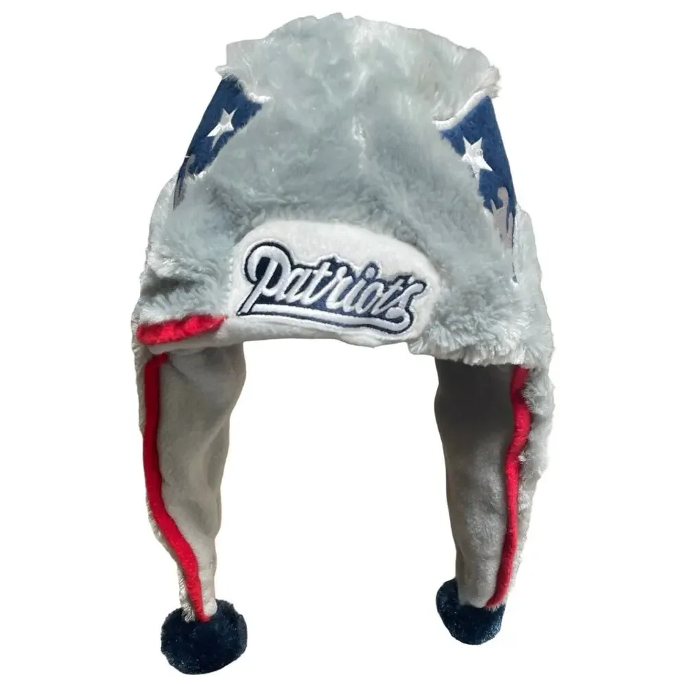 New England Patriots Trapper Hat Forever Collectibles Faux Fur Ushanka Pom